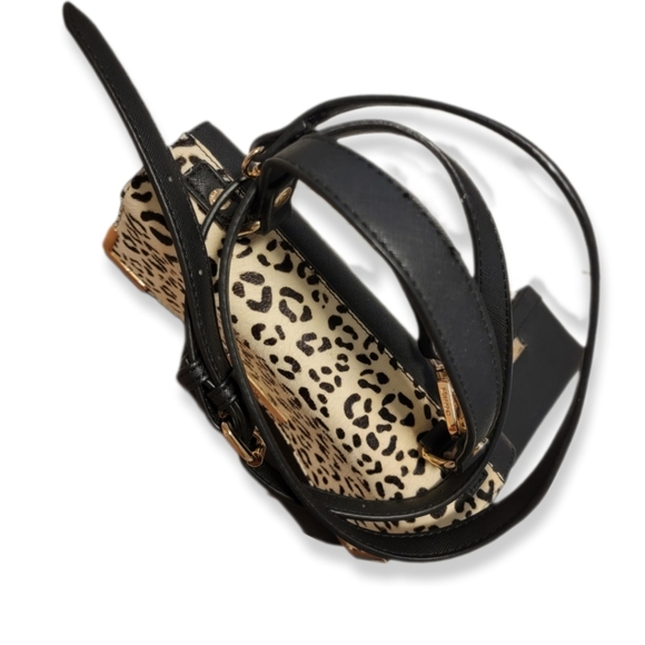 Dune London Handbag Crossbody Black Animal Print Calf Hair Leather & Wallet - Picture 6 of 10